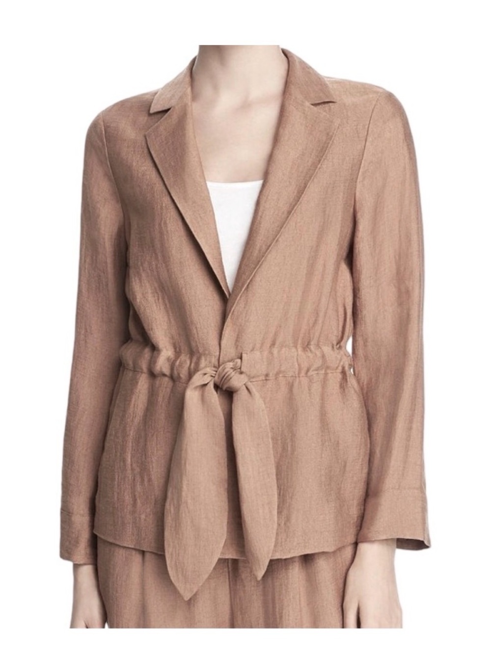 Scotch & Soda 100% Linen Tie Waist Blazer Jacket Tan XS